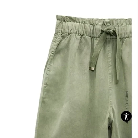 NWT ZARA PAPERBAG PANTS LIGHT KHAKI | 7999/301 - Picture 6 of 6